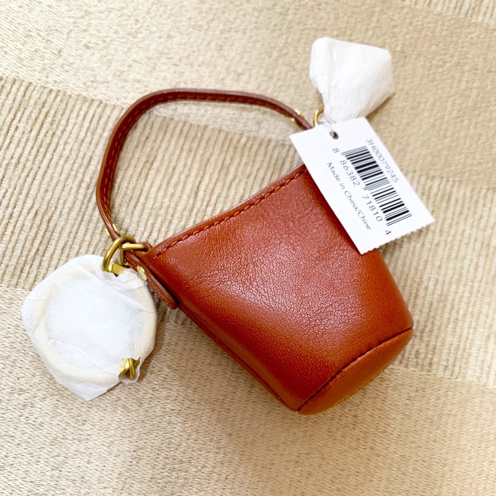 NWT COACH LEATHER DUFFLE BAG BARBIE British tan  KEY FOB KEY CHAIN